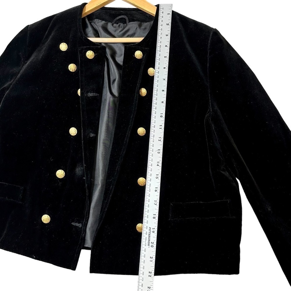 Black Velvet Military Styled Jacket Cotton Made in West Germany - Picture 8 of 9